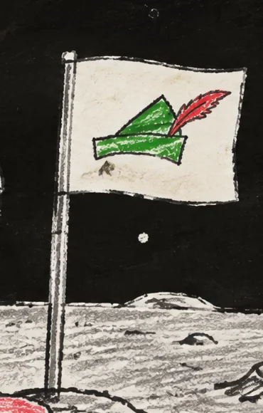 the flag with the hat on it, planted before anyone asked